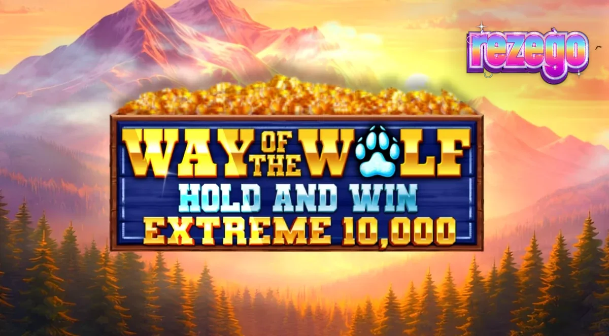 Pemandangan hutan berkabut dengan simbol serigala di slot Way of the Wolf